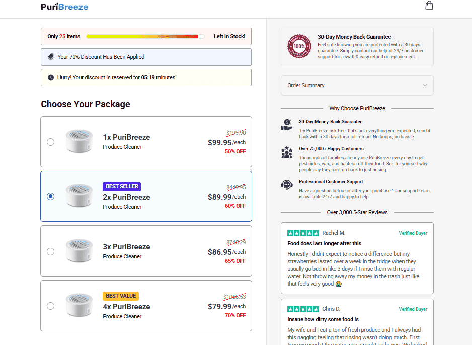 Produce washing with PuriBreeze -Special pricing